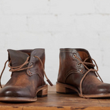 Italian Leather Vagabondo Lace Up Boots - Cacao