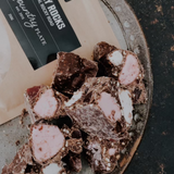 Tomolly Rocks Rocky Road with Turkish Delight, Raspberry Lollies and Peanuts