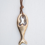 Italian Bronze Fish Pendant Necklace