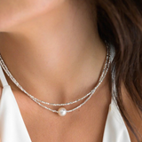 Indigo & Wolfe Silver Freshwater Pearl Necklace