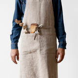 Linen Tales Linen Apron with Leather Strap