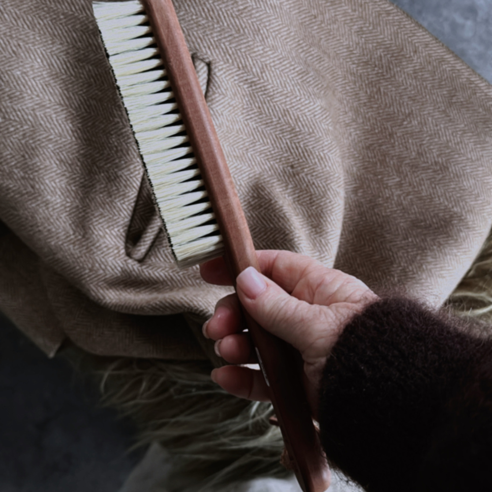 Redecker Cashmere Brush held by Belinda the Shopkeeper at Tomolly