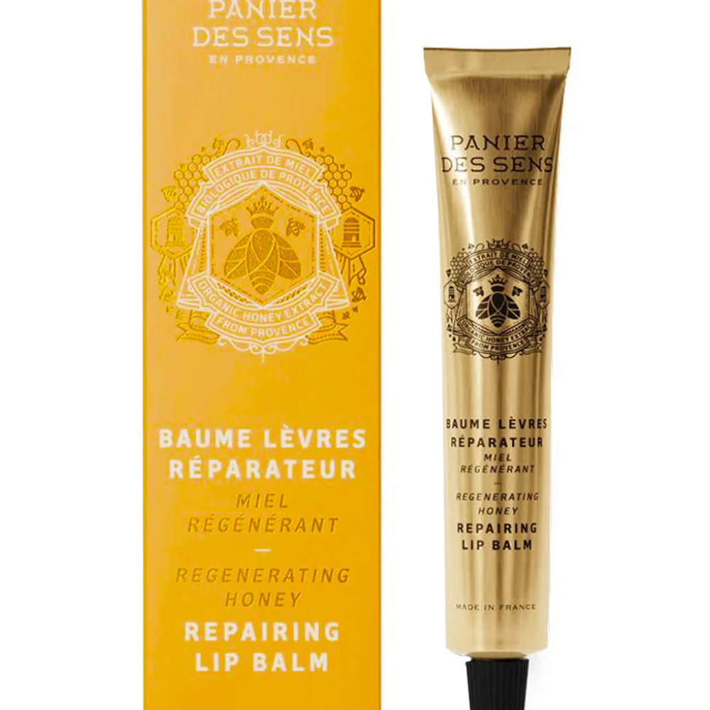 Panier des Sens Honey Lip Balm in boxed 15ml tube, made in France with organic honey and shea butter. Shop at Tomolly.