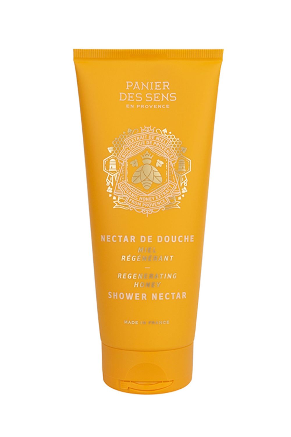 Panier des Sens Honey Shower Nectar in 200ml tube, gentle French shower gel with organic honey.