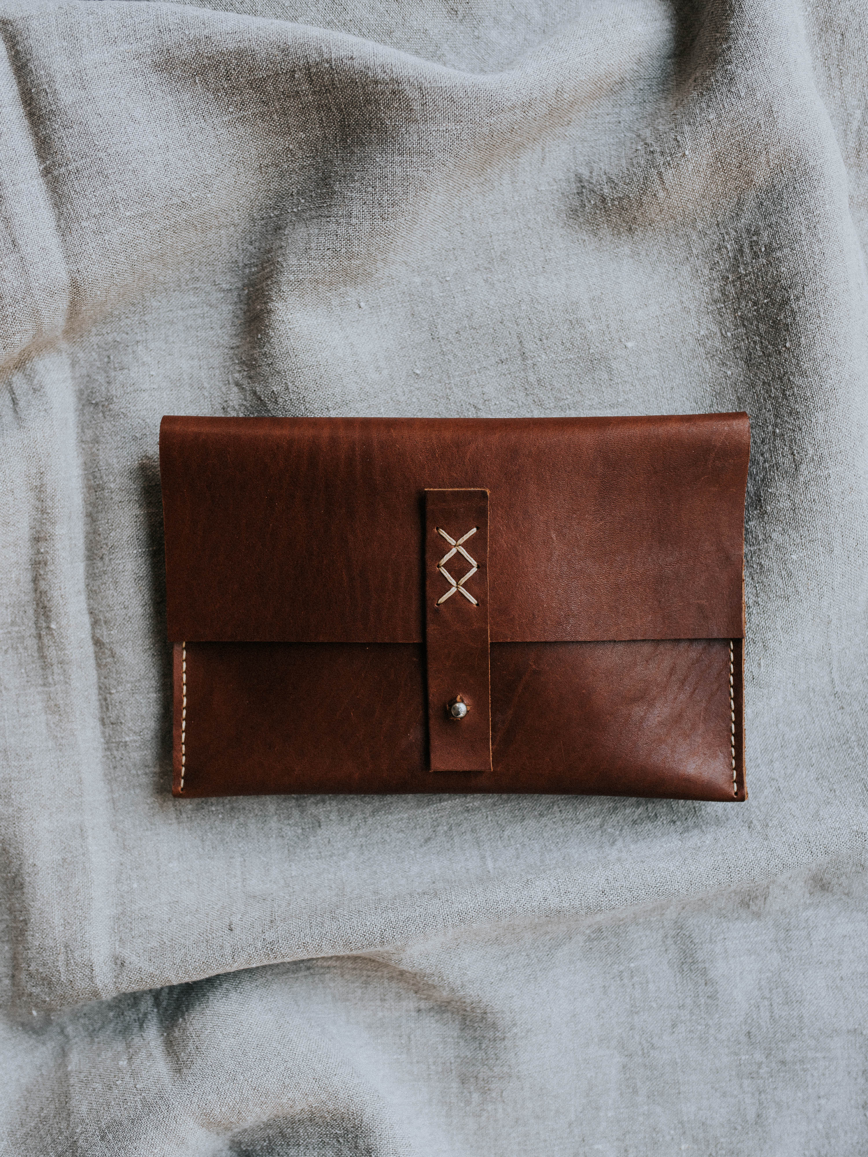 Saddle Stitched Leather Clutch