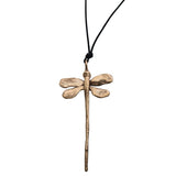 Italian Bronze Dragonfly Pendant Necklace - Large